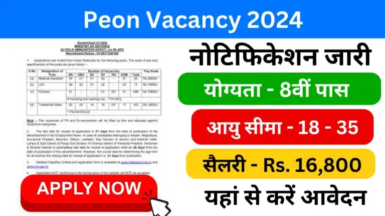 Peon Vacancy 2024