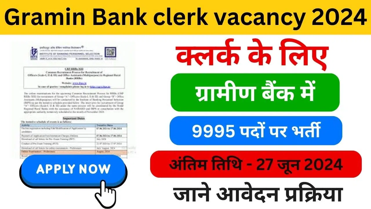 Gramin Bank clerk vacancy 2024 - Haryanagovt.com