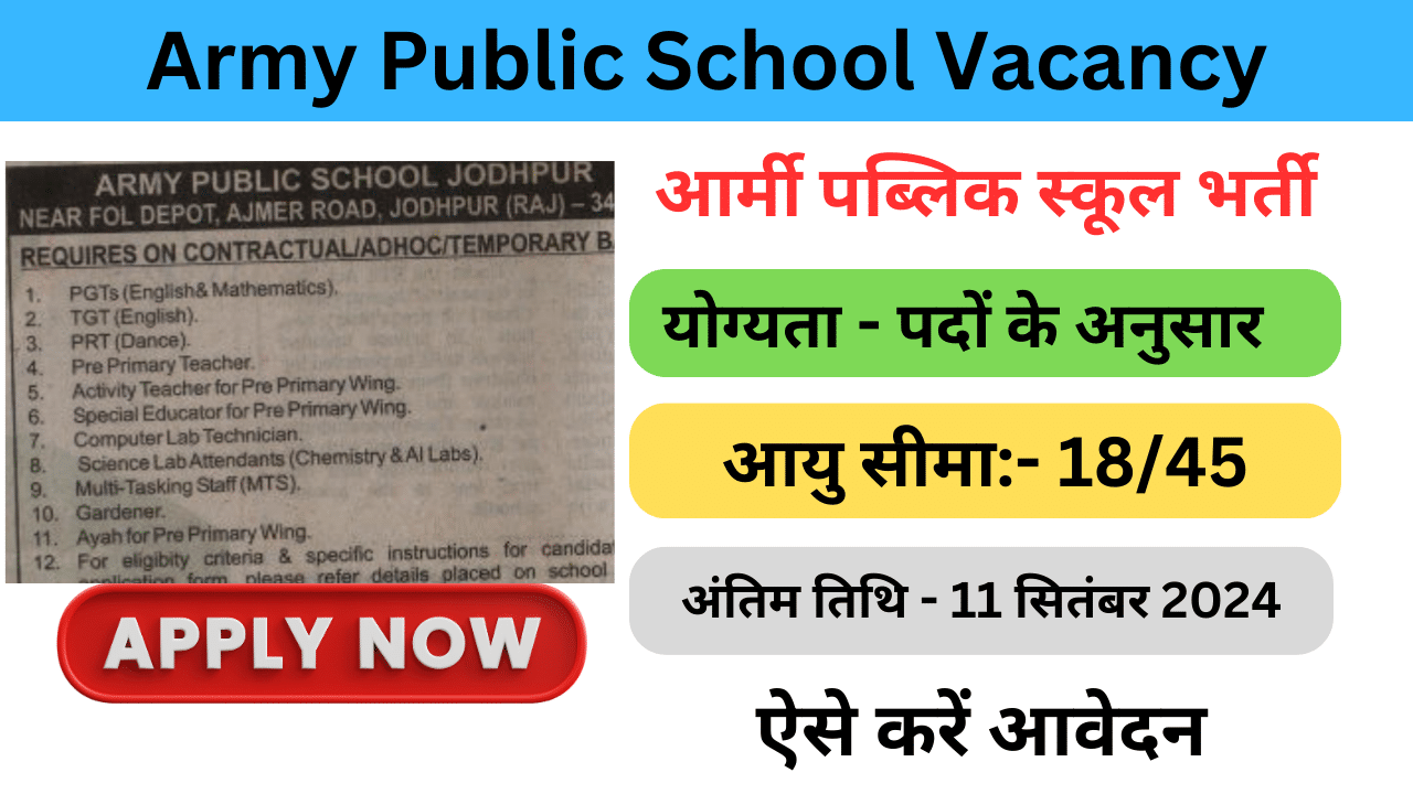 Army Public School Vacancy