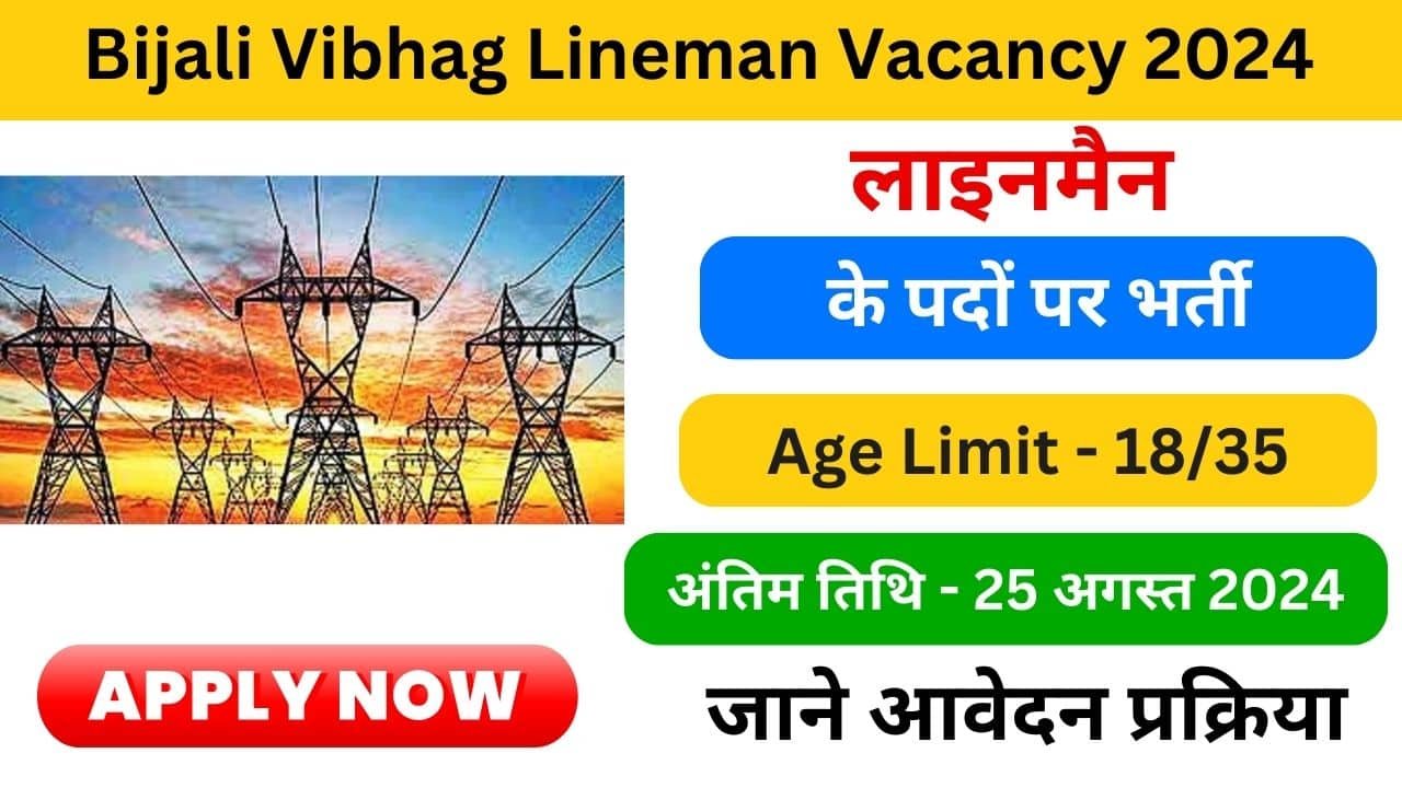 Bijali Vibhag Lineman Vacancy 2024 haryanagovt.com