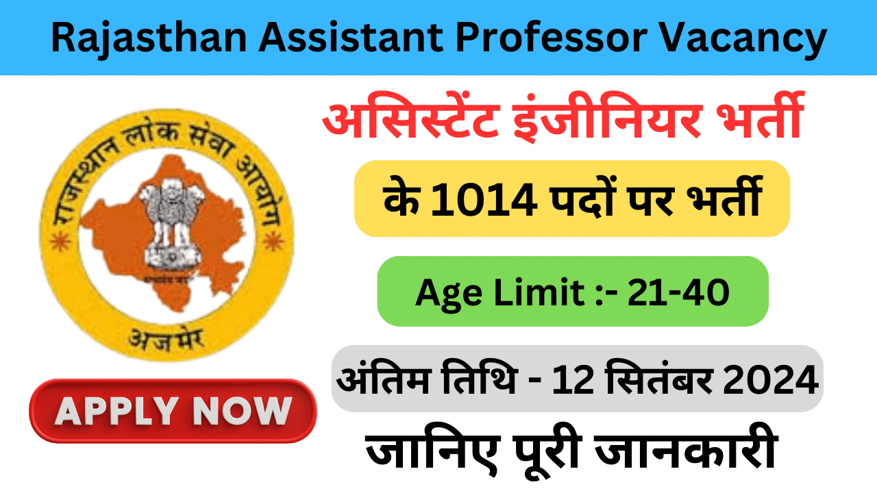 Rajasthan Assistant Professor Vacancy 2024