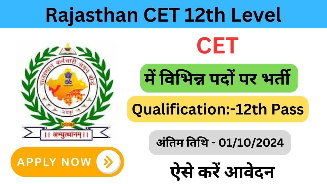 Rajasthan CET 12th Level Notification 2024