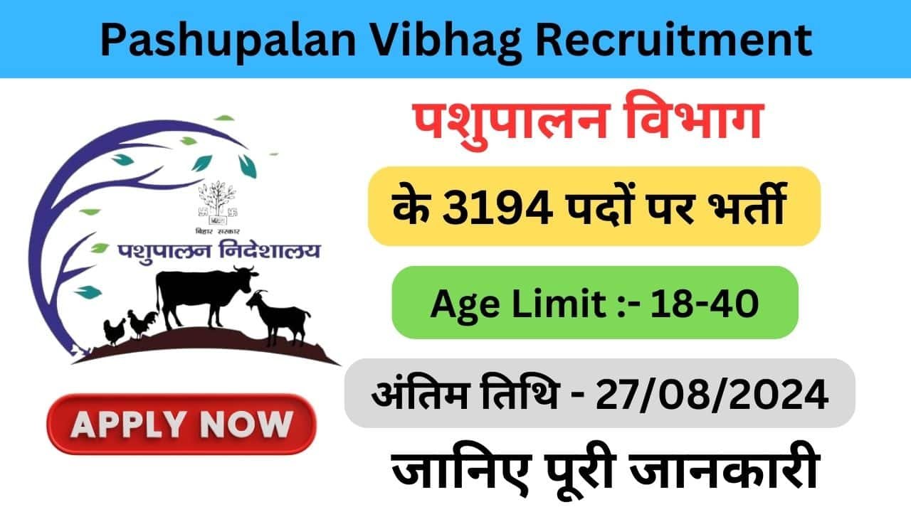 Pashupalan Vibhag 3194 Recruitment 2024 haryanagovt.com