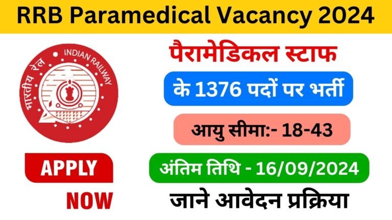 RRB Paramedical Vacancy 2024 haryanagovt.com