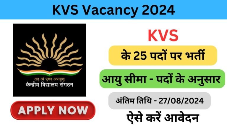 KVS Vacancy 2024 haryanagovt.com