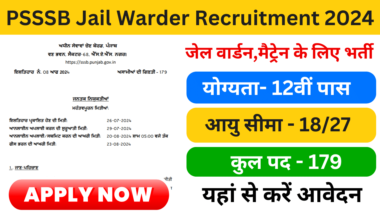 PSSSB Jail Warder Recruitment 2024